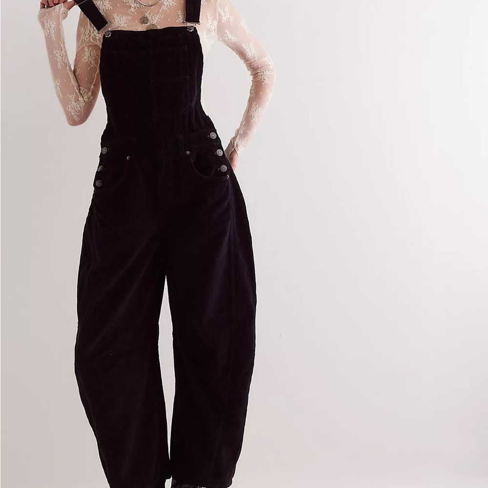 We The Free Black Corduroy Overalls